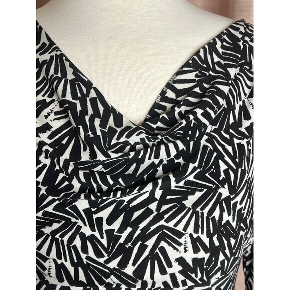Lauren Ralph Lauren Size 8 Black White Abstract Print Body Con Dress Career Boho - Picture 15 of 16